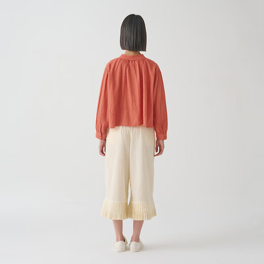MUJI MUJI IDEE Women's Twisted Long Sleeve Shirt Women's Undershirt Spring and Autumn GAD04C4S Red L (165/88A)