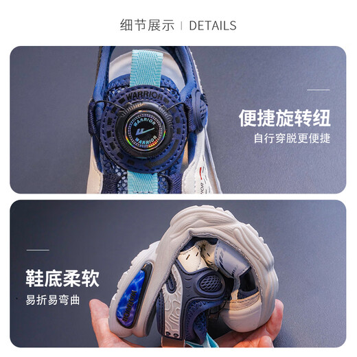 Pull back children's shoes children's sandals 2026 summer new style knob breathable casual beach shoes boys campus sports sandals dark blue rice -1073 31