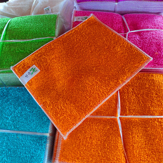 Dish towel, thickened edge lock, colorful plant fiber dish towel, non-stick oil, easy to use rag, white 16*18CM bamboo fiber dish towel