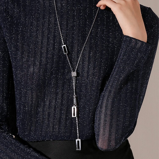 Fangnut Tuju Geometric Sweater Chain Female Long Ting Chain Young Fracket Pendant Fashion accessories New Year Gifts Give Girlfriend Gessor Geometric Sweater Chain-Silver Silver-Silver