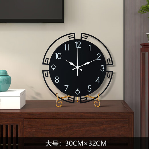 Puduo Clock Decoration HOME DECOR New Chinese Style Table Clock Living Room Desktop Pendulum Clock Art Clock Table Clock TV Cabinet Atmospheric Internet Celebrity Ornament Desktop Clock Large Size 30*32cm