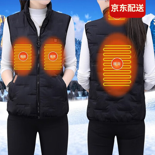 季骆森保暖上衣智能温控电热马甲女防寒充电加热背心女坎肩发热马甲外穿 白色 M【建议80-100斤】