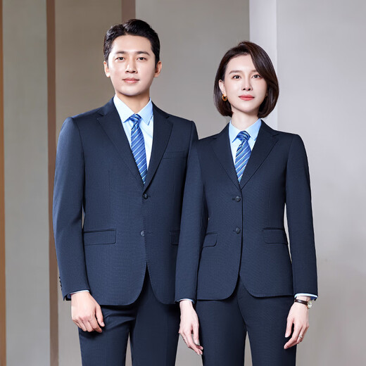 Velcro high-end wool suit suit for men and women, 4s hotel teacher interview, public salesperson unit group workwear, women's navy suit + trousers XL