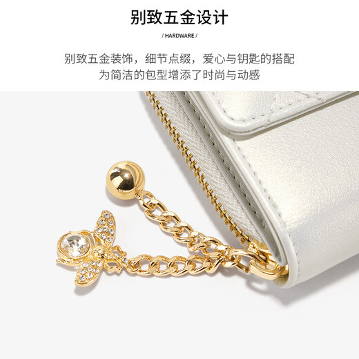 蔻一（Cnoles）牛皮钱包女轻巧零钱包多功能卡包手拿包高级感生日礼物送女朋友 贝壳白【新款走心实用礼物送老婆】