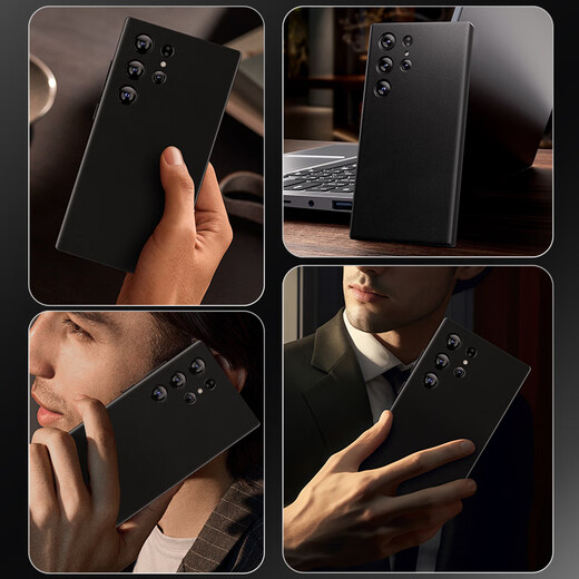 0度适用于三星s25ultra s24ultra 手机壳保护套纳帕真皮磁吸充电全包防摔保护壳 三星s24ultra纳帕真皮手机壳 - 黑色