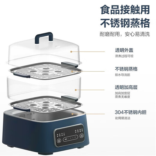 Supor Multifunctional Electric Steamer Steanlable Steel Steamer Multi-Layer Pareing and Cooking Pot Многофункциональная машина для завтрака Интеллектуальная резервация Zn23fc831 [9.3L
