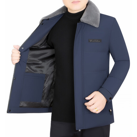 MASTER POLO官方加厚毛领男士羽绒服冬季新款鹅绒服中老年爸爸冬装保暖外套 D6210黑色 M