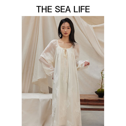 THE SEA LIFE欧海一生 连衣裙女2024夏季新款浪漫感优雅舒适连衣裙Y16803-1 云白色 M