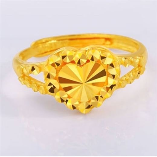 2023 new Hong Kong duty-free ring golden love gold-plated jewelry fashionable heart-shaped adjustable sand gold gift