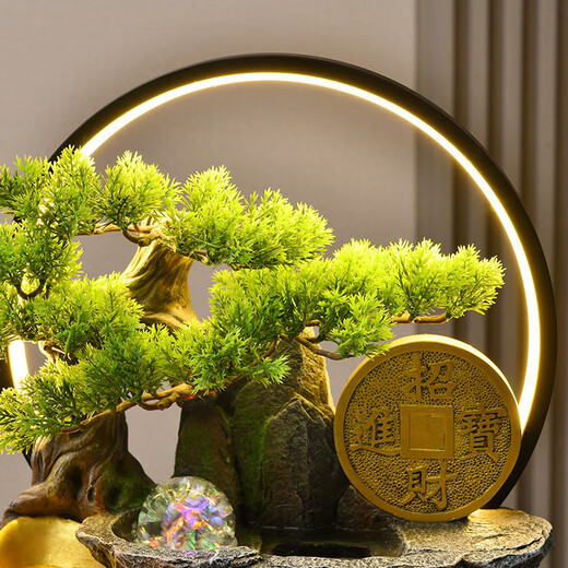 Water source workshop rockery flowing water fountain living room desktop ornaments office circulation feng shui wheel fortune meaning housewarming opening gift H30066 large belt fog