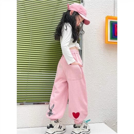 Mädchenhose Herbst- und Wintersport-Kaninchen 2025 Neue Kinder plus Samtmädchen-Hosen große Kinderbindungen Hose Herbst NN-JA983 [Aprikosenfarbe] plus Samtstil 150 cm