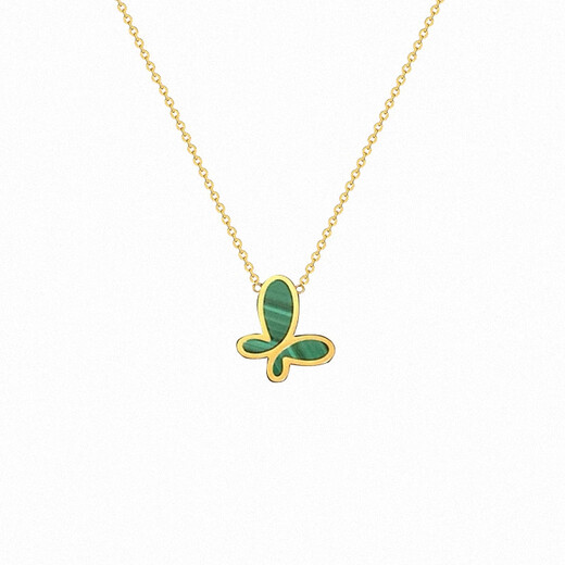 Puri Butterfly Necklace Women's 19716 gold-plated 22K gold malachite white mother-of-pearl carnelian candy pink sterling silver invincible butterfly necklace/white mother-of-pearl