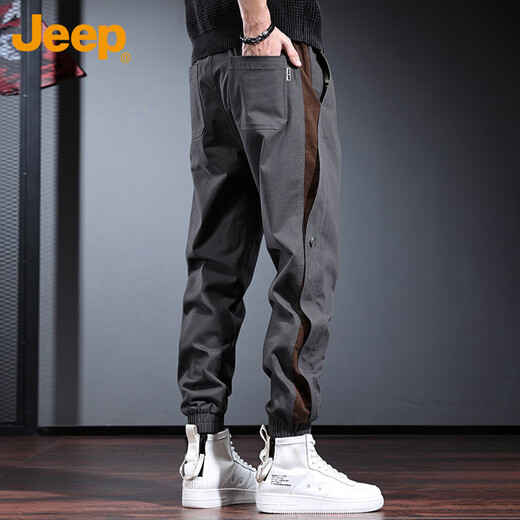 
Jeep (JEEP) casual pants for men in summer loose ties work pants for men trendy versatile men's pants gray XL