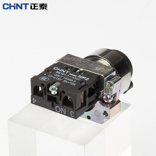 Chint (CHNT) push button switch NP2 series self-reset push-type knob flat knob rotation emergency stop self-locking control mushroom head NP2-BE101 key button two-position self-locking one normally open