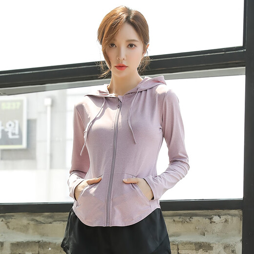 Dovanlian Yoga Wear Jacket Women's Spring and Autumn Slim Quick-Drying Fitness Wear Long-Sleeved Top Zipper Cardigan Morning Running Sports Sweater W03 Black Jacket++8866 Gray Short Sleeve+8863 L