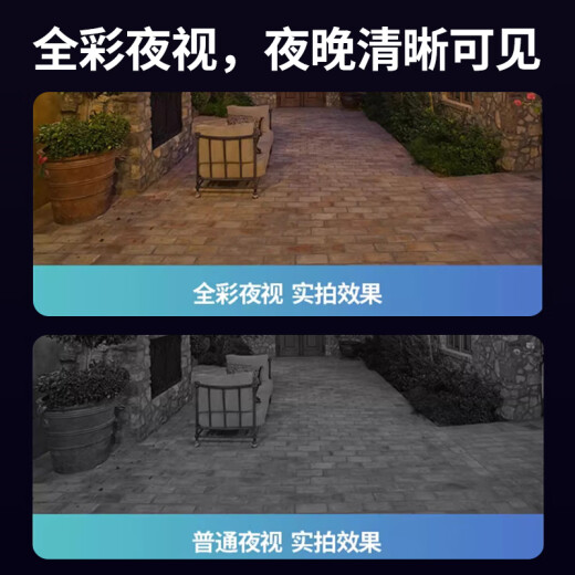 EAKUN2400万太阳能摄像头双监控室外无线4g监控器360度全景全彩无死角带夜视追踪无电无网手机远程户外 太阳能+1台顶3台+无网无电选择+30天录像回看