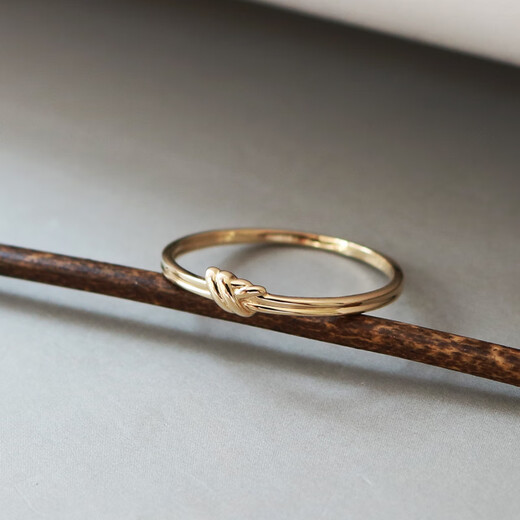 Mu Qian Korea imported pure 14K gold ring for women simple plain gold good luck knot K gold versatile ring jewelry gift ready stock ring No. 16