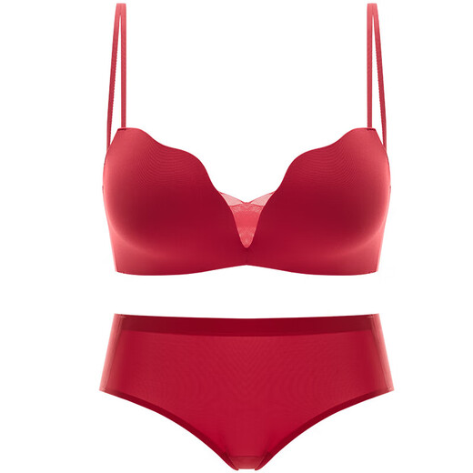 Adore Autumn and Summer Red Underwear Women's Small Breasts Push Up to Show Bigger Thickening Sexy Year of the Dragon Bra Zodiac Year Underwear Set Red-Set-Enhance Curves 32/70A (Push-up Style in the Popular Year)