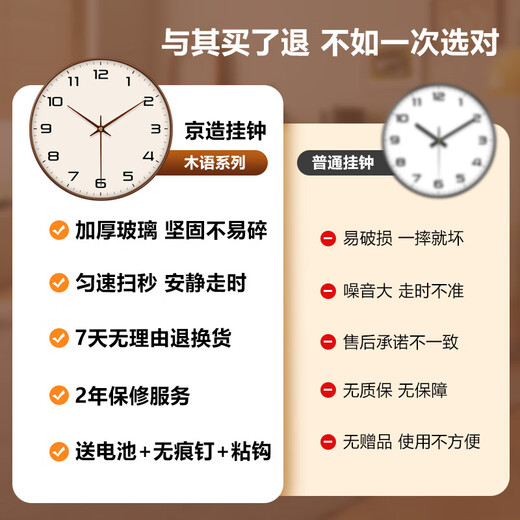 Made in Tokyo, Muyu series wall clock clock wall clock living room 2025 new electronic clock 30cm mocha brown