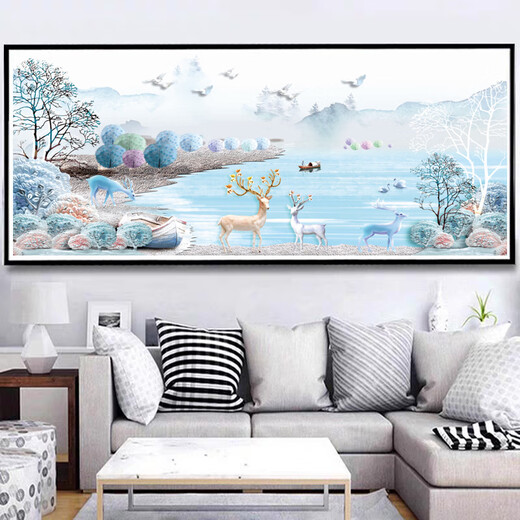 
Yiren Cross Stitch 2024 new thread embroidery living room modern simple scenery handmade full embroidery dreamy landscape wealth deer 190x80 [Silk thread] XW2694 medium grid