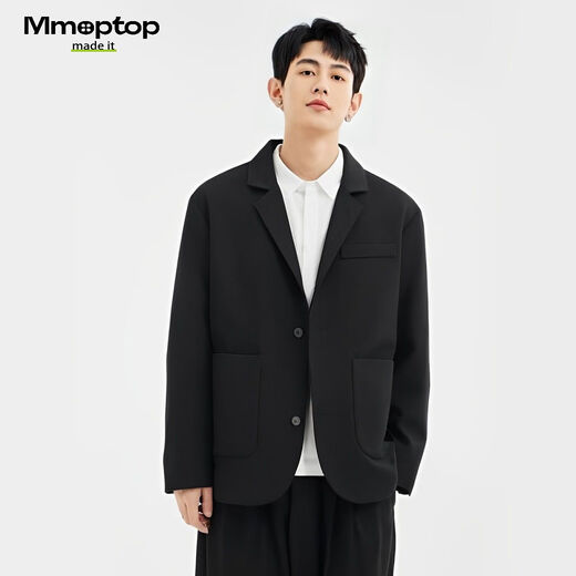 MMOPTOP high-end suit jacket men's autumn and winter solid color loose casual suit for couples 2516 matte black XL