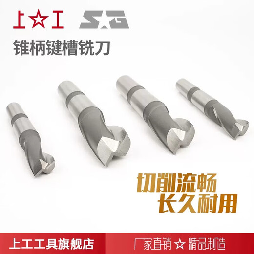 CLCEY锥柄键槽铣刀2刃粗齿铣刀1416182022242550加长含钴14上 10mm上工锥柄含钴键槽铣刀