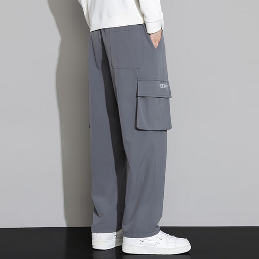 Jüdische Arbeitshose für Männer 2025 Neue Frühlings- und Herbst Lose Lose Locker Ladung Casual Sports Long Hosen 9930 Grau M (165)