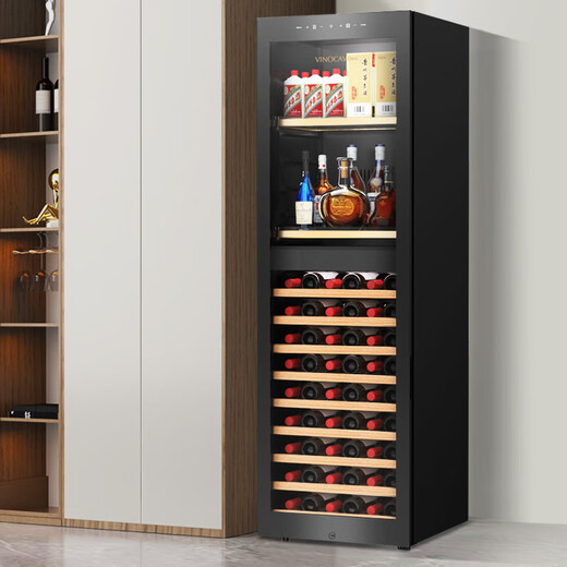 Vinocave wine cabinet constant temperature wine cabinet moisturizing compressor home living room fresh wine refrigerated storage display cabinet beverage frost ice bar ultra-thin model JC-268B (foreign wine rack model) - 254L wine cabinet