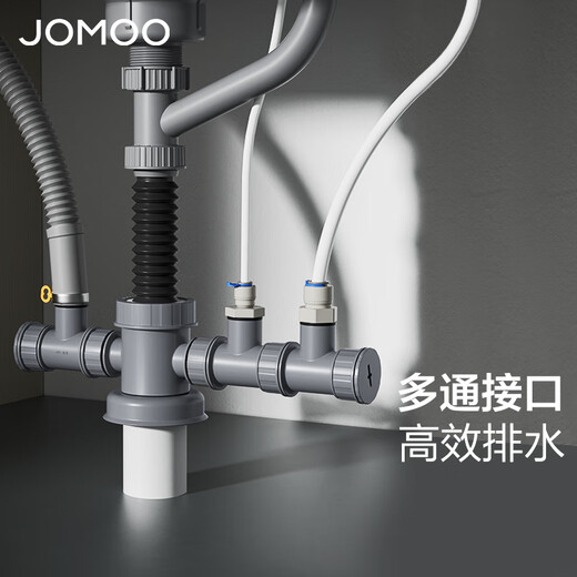 Jomoo Küchenkanalrohr Rohr Tee Frontfilter Drainage Rohr Waschbecken Spülmaschine Wasserreiniger Multifunktionaler Anschluss Küche Integrierter Entwässerungsanschluss 9b691