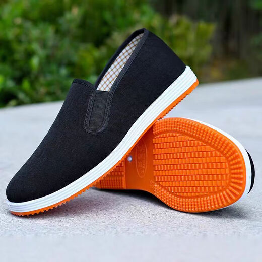 Chaussures traditionnelles de tissu de vieilles Beijing pour les chaussures célibataires résistantes à l'usure antidérapante des hommes avec des chaussures de tissu noir décontractées Sole 42