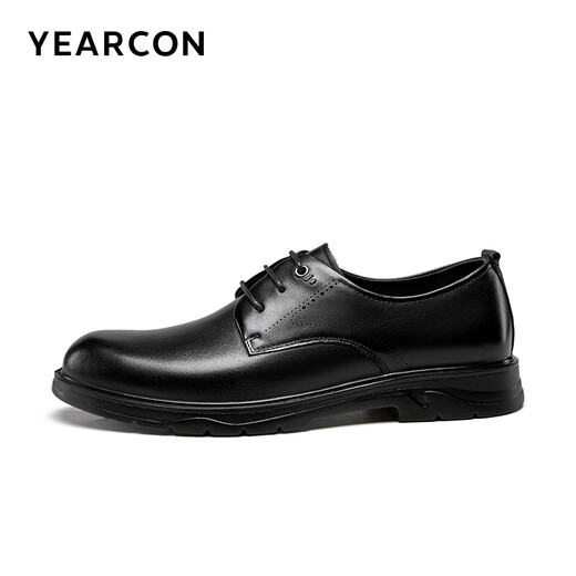 Yierkan Men's Shoes Men's Leather Shoes 2025 Autumn New Business Formal Shoes Cowhide British Derby Shoes Work Shoes Men Black 42