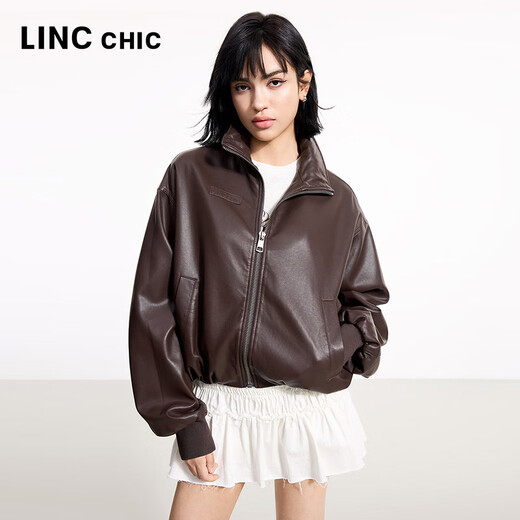 Jin Yujies neuer Frühling 2025 Bubble-Sensing-Proteinleder Kurzjacke für Frauen kurzer Revers Lose Jacke S251JK032y