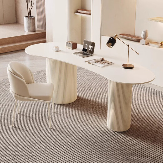 Xisizhe Medical Beauty Consultation Desk for Reception and Negotiation Beauty Salon Desk Home Modern Simple Internet Celebrity Light Luxurious Slate Desk Single Table Off-White Legs 120/60/75CM Pure White