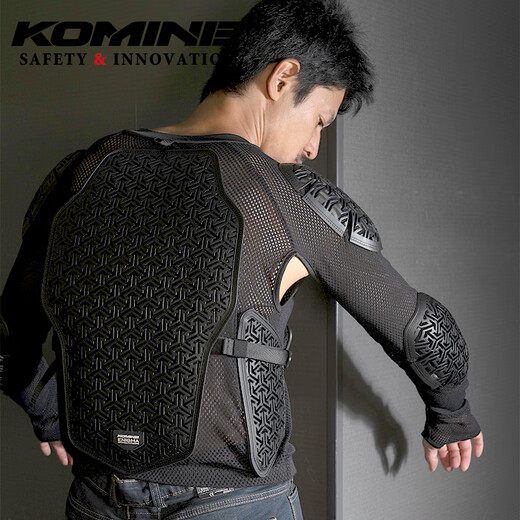 KOMINE SAFETY&INNOVATION越野摩托古风铠甲系列CE2级防摔全网眼高弹通风骑士护甲衣SK-844 黑色 L