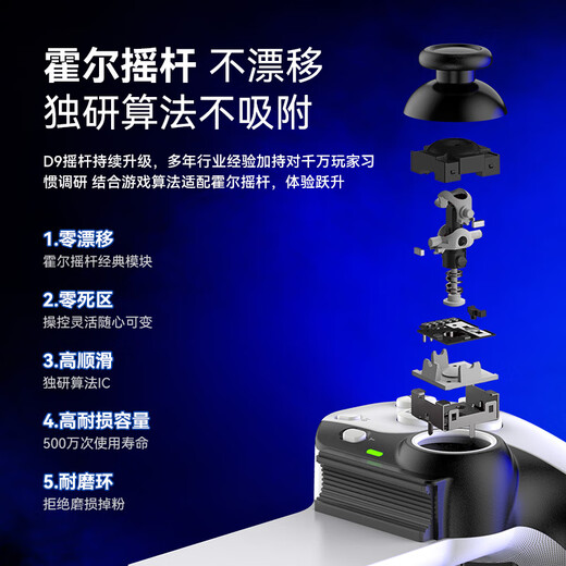 Suotian D9 Game Stretch Handle Wireless Bluetooth Dual Vibration Motor Hall Rocker Android iOS Computer PC/Switch White