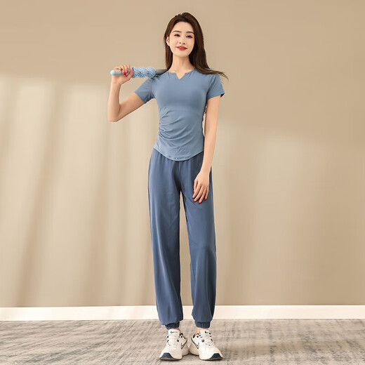 LULUUVTTOH summer yoga clothing sports suit for women running breathable quick-drying clothing gym Pilates training clothing for women black top XL