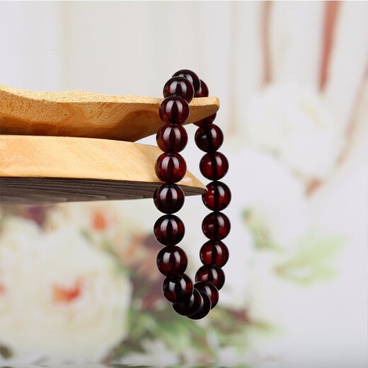 Jiale Amber Blood Amber Bracelet for Men and Women Natural Amber Bracelet Single Circle Bead DIY Birthday Gift Authentic Blood Amber Bracelet About 9mm About 7g/4110