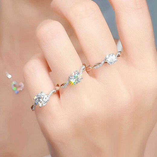 Zhongchi star cultured diamond ring for women 18K rose gold two-color IGI 1 carat artificial real diamond niche twisted arm diamond ring D VVS1/very slightly flawed Shanghai IGI certificate 3EX2