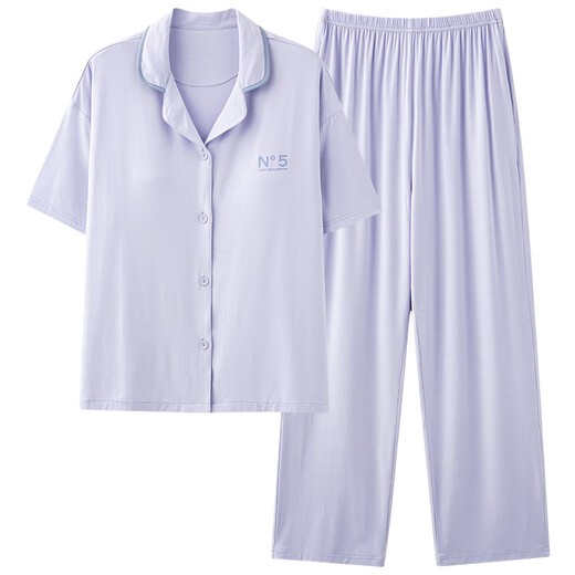 
Catman Modal pajamas for women in spring and summer cardigans for short-sleeved trousers large size women's thin home clothing suits can be worn outside 12109 M (recommended weight is 90-100 Jin [Jin equals 0.5 kg])