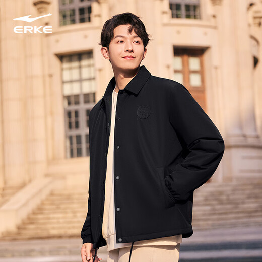 Hongxing Erke Three-Proof | Sports Cotton Clothing for Men Autumn and Winter New Warm Windproof and Coldproof Jacket Men's Cotton Jacket Black XL