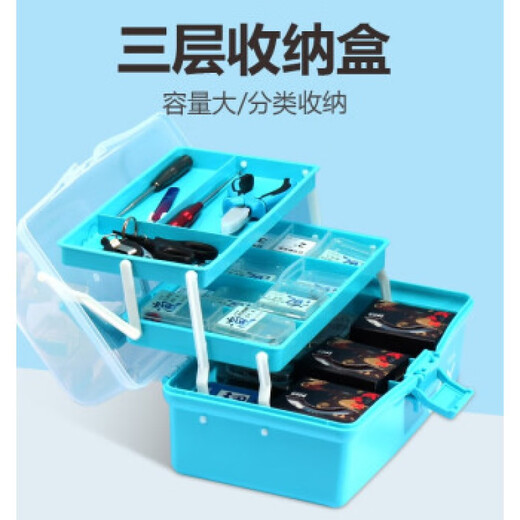 Yundian Dreischicht Multifunktionaler tragbarer Fischereiausrüstungsbox-Leitfischerei Float-Sitzbeutel Fishing Fishing Box Transparent Large Dreischicht YF-671