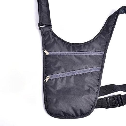 星舵旅行贴身腰包男女腋下防盗护照证件钱隐形运动超薄单肩斜挎包BB1 黑色