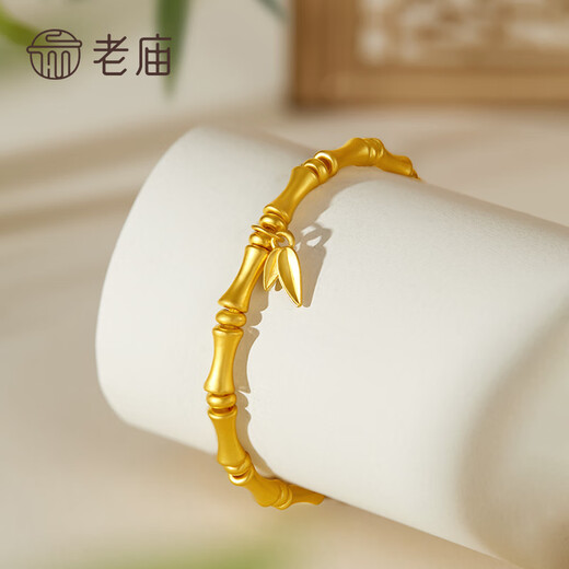Pulsera de oro del templo Old Templo Gold Bamboo Bancel Band Pulsera Festival de cumpleaños apilado Regalos para mi novia y su esposa Bamboo Band Bracelet / Aproximadamente 3.7G