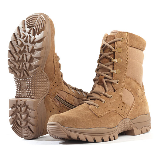 3514 Kampfstiefel Herren -Trainingschuhe High Top Tactical Boots Side Reißverschluss -Stiefel neuer Stil brauner Outdoor -Wüstenstiefel Brown 44
