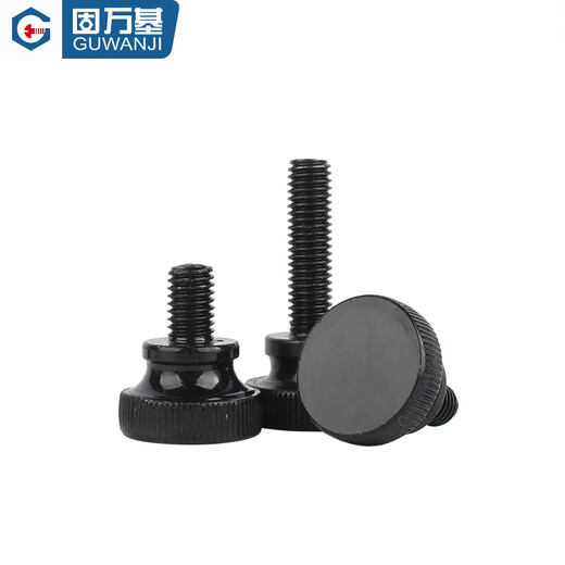 Guwanji GB834 black high-head knurled hand-tight bolt black zinc large-head slingshot hand-twisted screw step adjustment screw M3x25 (20 pieces)