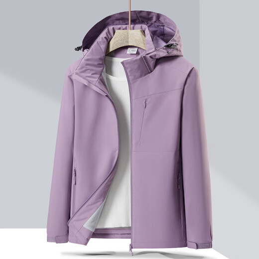 Burlemon Chaqueta de viaje al aire libre Single Layer Single Men and Women Windbreaker Windbreaker Plus Velvet Autumn and Winter Chaqueta Sportswear 9930A-2 Camuflaje Orquídeo L