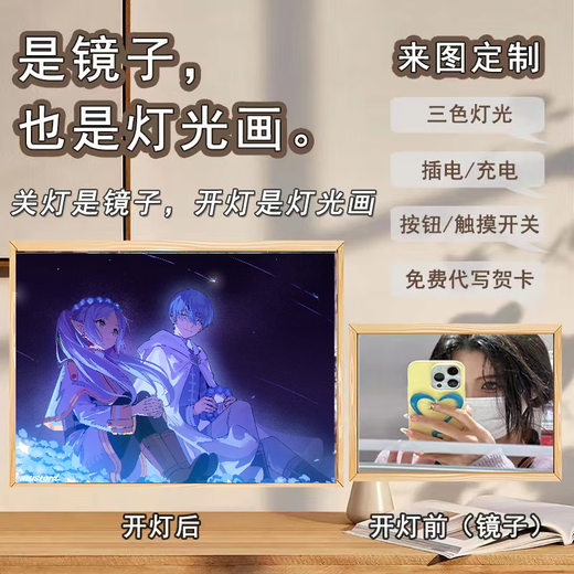 执爱葬送的芙莉莲手办镜子灯光画辛美尔cp周边桌面装饰画摆件 jz 1049-4 全家福 3色按钮开关 礼袋礼盒包装