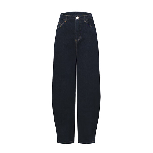 Navigare Italian dinghy non-fading jeans for women, autumn and winter brushed stretch banana pants, fashionable long pants, navy blue XL