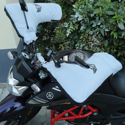 DEROACE electric bike handlebars, winter handlebars with velvet, windproof, warm and waterproof battery car gloves, motorcycle windshield, black large mouth handlebars + rain cover, one size fits all