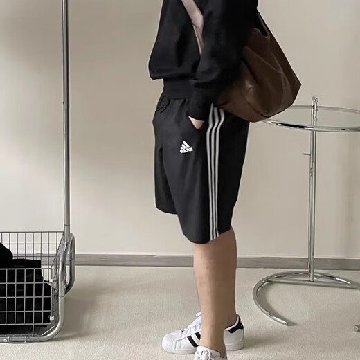 Adidas Koreanische Ins Tragen amerikanische Retro High Taille Dreistreifen schwarze Sportarten und Freizeitshorts IC9435 A/XL (185/90A)